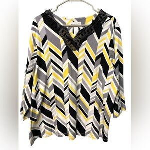 Alfred Dunmer women’s blouse size:1X color:yellow/black